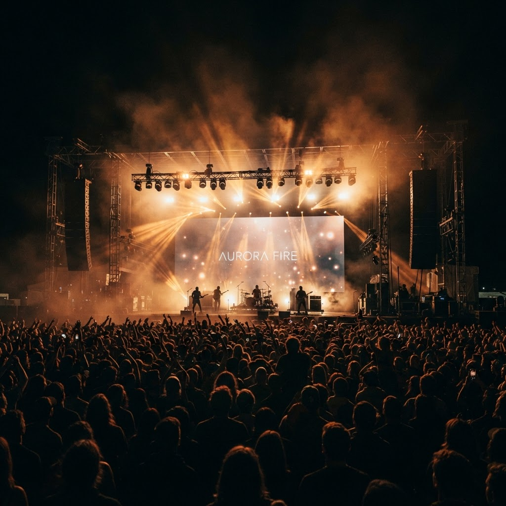 Scena koncertowa nagłośniona i oświetlona przez d-events.pl